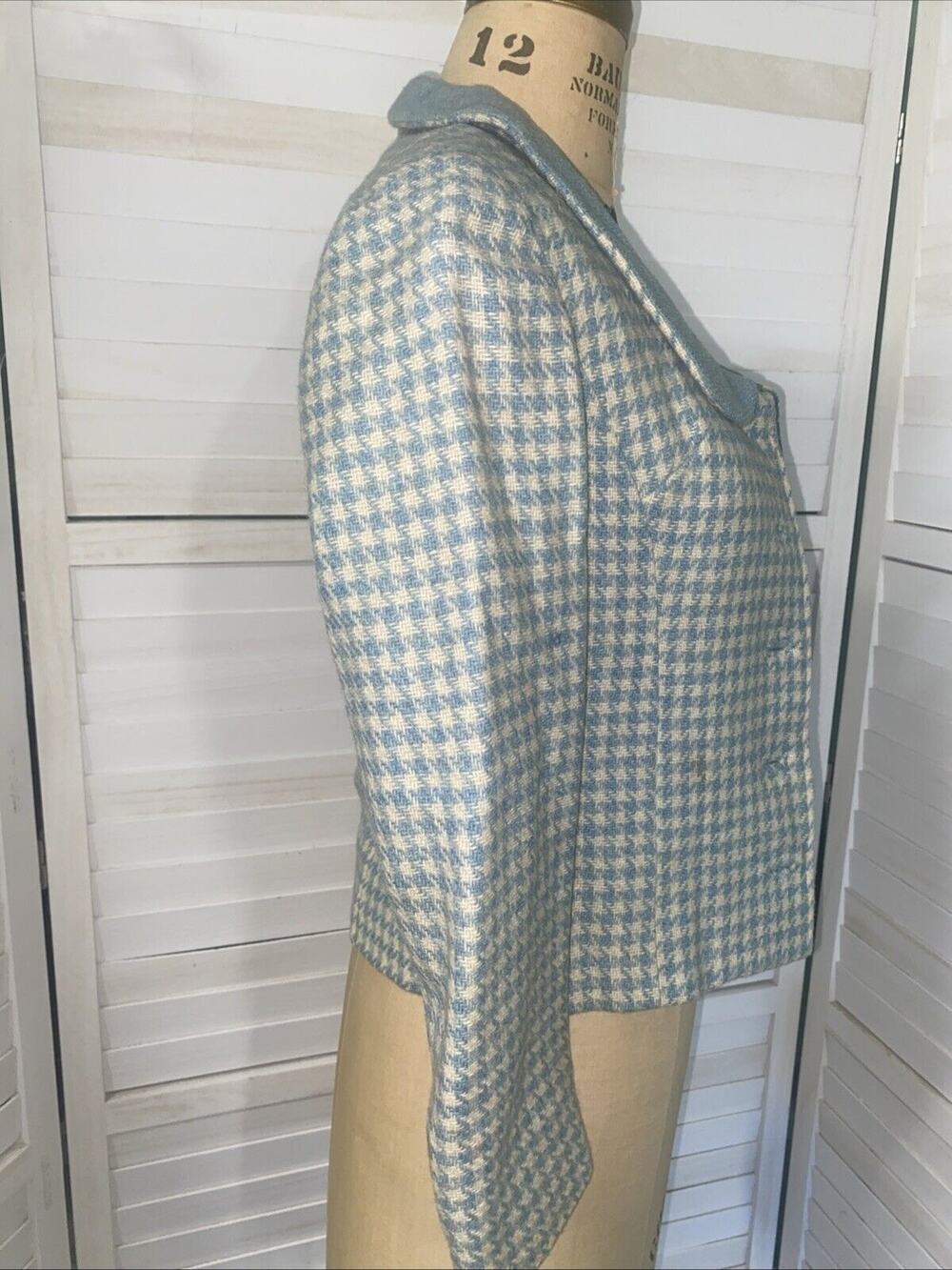 Vintage 60s Women's Houndstooth Suit Jacket Blazer Coat Lined Size Small